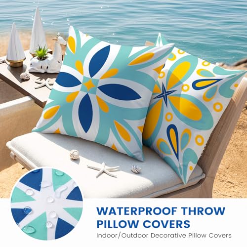 coclothy Outdoor Pillow Covers - 4 Pack Outdoor Pillow Covers 18x18 Waterproof PillowCovers for Patio Furniture Decorative...