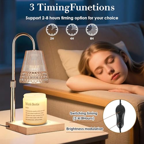 ZUSANUN Candle Warmer Lamp, Adjustable Height & Dimmable, Candles with Timer, 2H/4H/8H Auto Off, Safe Flameless Night Ligh...