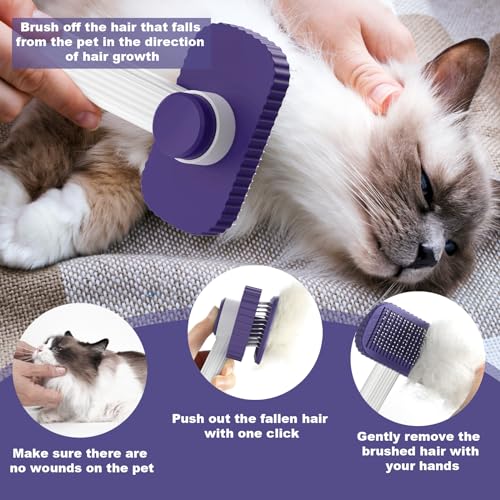 Garstor Cat brush, Cat Brush for Long or Short Haired Cats, Remove Loose Fur and Mats, Rounded Pins Reduces Painful Pullin...