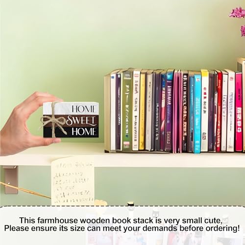 Ycyfckdr Mini Decorative Books for Home Decor, Rustic Wood Stack for Table, Home Sweet Decor Books for Living Room Shelf, ...