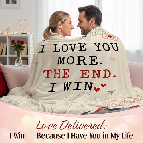 WRAPIX Anniversary Couple Gifts for Men Women - I Love You More Soft Fleece Throw Blanket 60x80 in - Mothers Day Birthday ...