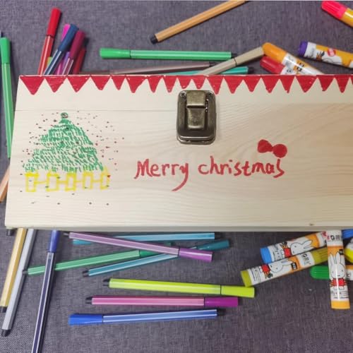 YXFZPAN Wooden Box with Hinged Lid - 8x6x3 Inch Natural Gift Box for Craft DIY Jewelry Boxes - Small Reusable Storage for ...