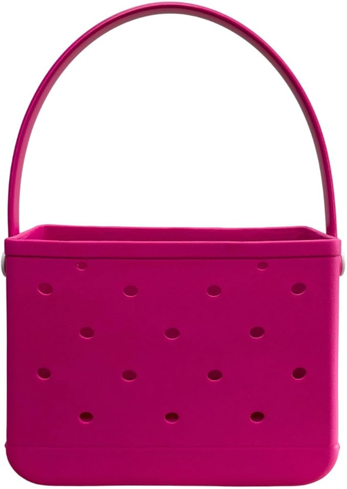 Lopqix Small Rubber Beach Tote Bag, Open Top Portable Outdoor Travel Bag for Beach Picnic Pool Outings