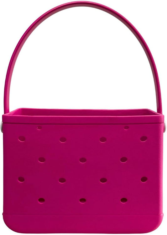 Lopqix Small Rubber Beach Tote Bag, Open Top Portable Outdoor Travel Bag for Beach Picnic Pool Outings
