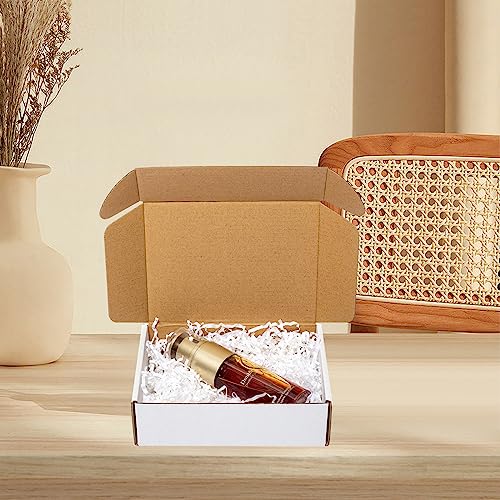 Wowxyz Shipping Boxes 7x5x2" 25 Pack - White Corrugated Cardboard Box Mailers for Small Business, Literature Mailer Box Pa...