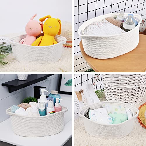 ABenkle Small Basket with Handles, Boho Decorative Rope Woven Dog Cat Toy Storage Bin Shelf Storage Organizer, Easter Chri...
