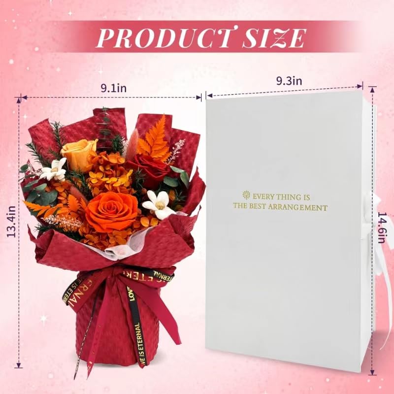 VTJMB Flowers for Delivery Prime, Preserved Flower Bouquet with Box, Birthday Dried Flowers Gift for Women, Mothers Day Gi...