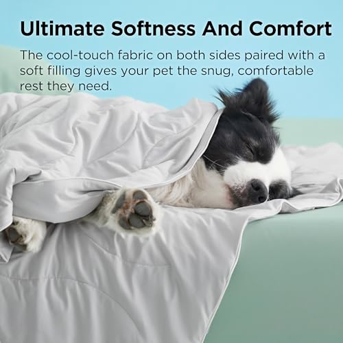 Bedsure Premium Cooling Blanket for Large Dog - Q-MAX>0.5, Breathable Summer Washable Cold Pet Mat, Soft Durable Self Cool...