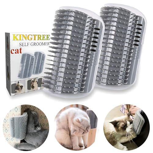 Kingtree Cat Corner Scratcher Self Groomer with Catnip, 2 Pack Softer Cat Face Scratchers Wall Corner Grooming Massage Com...