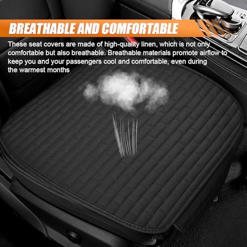 GAOLAOSY Car Front Seat Cover, Breathable Linen Automotive Seats Cushion, Anti-Slip Vehicle Seat Pad with Storage Pocket, ...