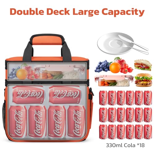 Maelstrom Lunch Box, 20L Insulated Lunch Bag for Men Women, Expandable Double Deck Leakproof Cooler Bag with 6 Pockets, Re...