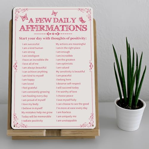 Azppan Room Decor Aesthetic A Few Daily Affirmations Motivational Wall Art Tin Metal Sign Pink Butterfly Wall Home Coffee ...