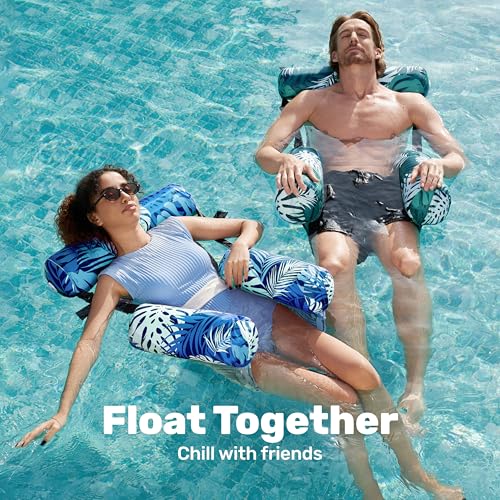 SLOOSH Inflatable Pool Floats Adult,2 Packs Floating Lounge Chairs,Blow up Pool Noodles for Adult Heavy Duty,Floating Chai...