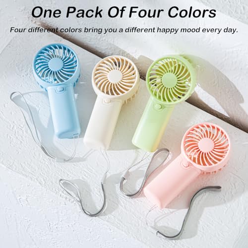 4 Pack Mini Portable Fan - 5'' AAA Battery Operated, Lightweight Handheld with 1 Speed & Lanyard - Quiet Personal Fan for ...
