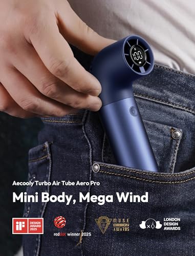 Aecooly Portable Handheld Fan, Powerful Turbo Air Tube Fan, 19000 RPM High Speed Aero Pro, 15H Max Cooling Time, 6 Speeds ...