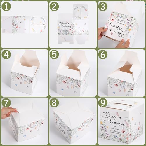 Fainne 50 Pcs Floral Share a Memory Cards with Celebration of Life Box Funeral Advice Cards Thank You Sympathy Holder Box ...