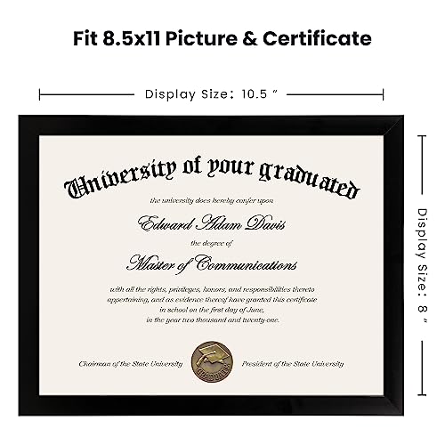 upsimples Certificate Frame with High Definition Glass, 8.5 by 11 Picture Diploma Document Frames for Wall and Tabletop, B...