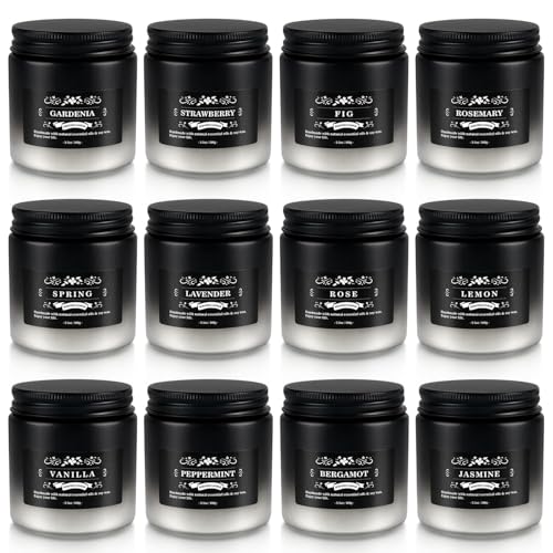 12 Pack Men's Scented Candles in Jar - 3.5oz Each, 150+ Hours Long Lasting, Soy Blend Wax Aromatherapy Candle Gifts Set fo...