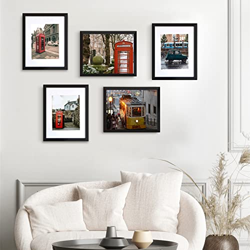 BESCRCL 11x14 Picture Frame Black Set of 6, Display Pictures 8x10 with Mat or 11x14 without Mat, Photo Frames for Wall Mou...