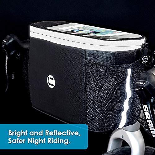 WOTOW Bike Handlebar Insulated Bag, Bike Front Phone Bag Cooler Storage Pouch With TPU Touch Screen Insulation Bicycle Fra...
