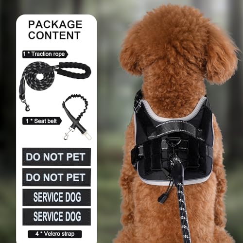 Service Dog Vest, No Pull Dog Harness Small Medium Sized Dog, Service Dog Harnesses and Leash Set, Reflective Easy Walk Do...