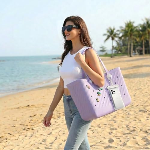 Armerssi Rubber Tote Bag for Women,Rubber Beach Bag Waterproof Sandproof Travel Pool Swim Sports