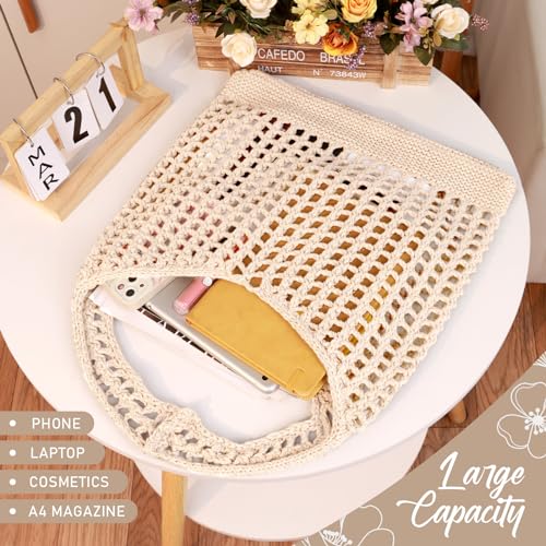 EIMMBD Crochet Bags for Women Beach Totes Bags Aesthetic Summer Tote Shoulder Hippie Bag Knit Bag