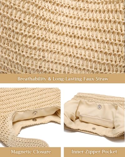 SUANNI Straw Bags for Women, Large Woven Tote Bag, Summer Beach Shoulder Bag, Hobo Handbag for Vacation, Travel Casual Purse