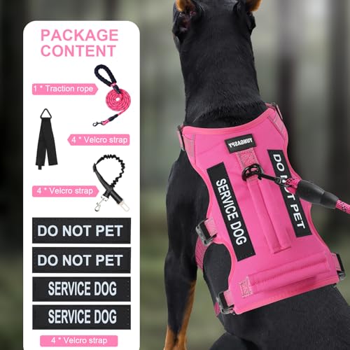 Escape Proof Dog Harness for Large Medium Sized Dogs Six Point Adjustable, Service Dog Vest Harness and Leash Set, No Pull...
