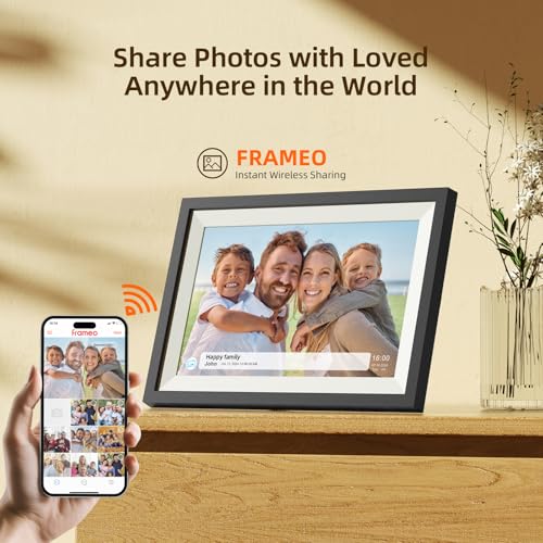 Digital Photo Frame,10.1 Inch Frameo Digital Picture Frame, 1280x800 IPS LCD Touch Screen,Auto-Rotate,16GB, Supports SD Ca...