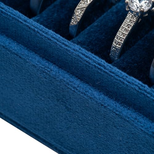 COWFEX Velvet Small Multiple Ring Box Portable Organizer Display Storage Travel Case Jewelry Earring Holder for Wedding Bi...