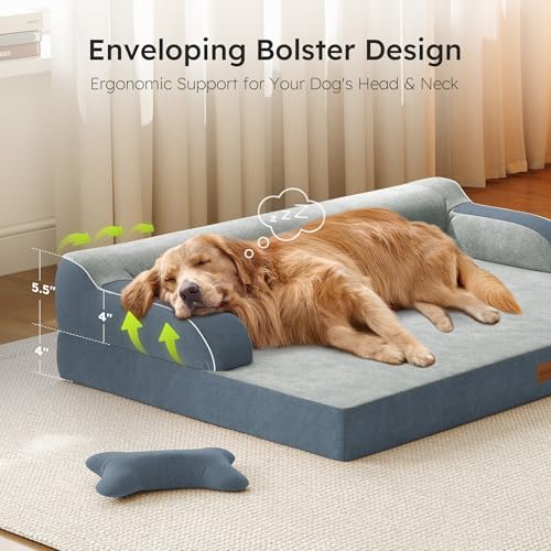 CWAWZ XL Orthopedic Dog Bed, Extra Large Dog Bed, Dual-Sided Pet Cooling Beds with Memory Foam Washable Cover Nonslip Bott...