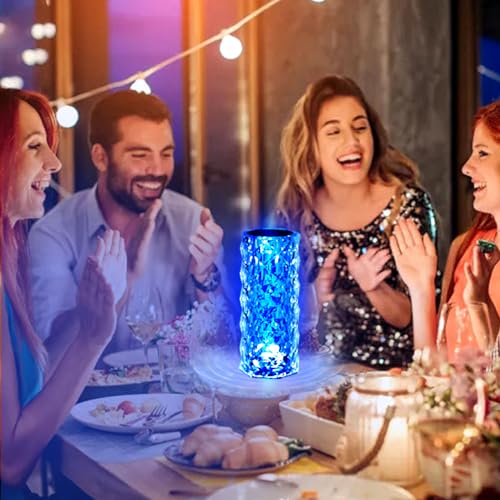 VoMii Crystal Lamp Touch, RGB 16 Colors Changing Night Light with Remote, Crystal Table Lamp Bedside Lamp, Rose Wave Diamo...