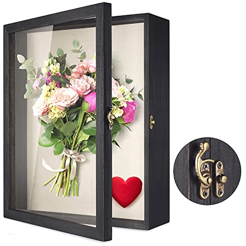 TJ.MOREE Flowers Shadow Box Display Case 13 x 16 Large Shadow Box Picture Frame with Glass Wedding Bouquet Memorabilia Med...