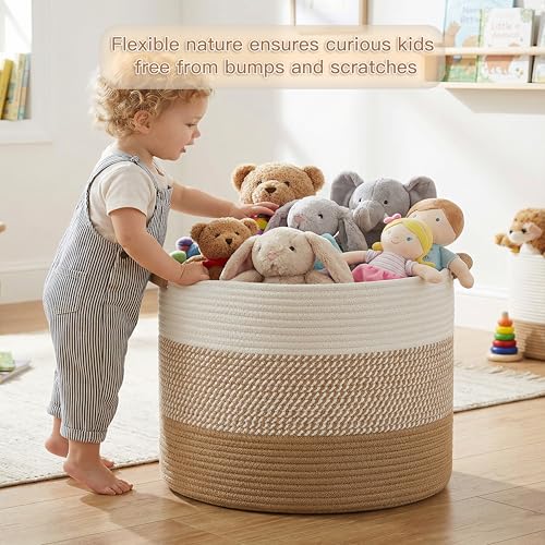 Artfeel 70L Large Cotton Rope Basket, Decorative Woven Blanket Storage for Living Room, Boho Toy Storage & Toy Box for Kid...