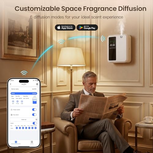 Waterless Essential Oil Diffuser for Large Room, 500ml Hotel Scent Diffuser, Cold Air Scent Machine, Covers Up to 3500 Sq ...