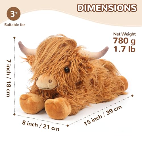 Highland Cow Stuffed Animals, Microwavable Stuffed Animals Heating Pad for Cramps, Pain Stress Relief, Heatable & Coolable...