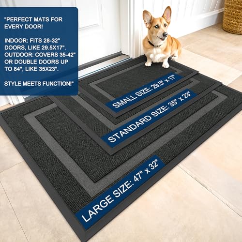 OLANLY Front Door Mat Indoor Outdoor Entrance, Waterproof All-Season, All-Weather Doormat, Sturdy Natural Rubber, Fade Res...