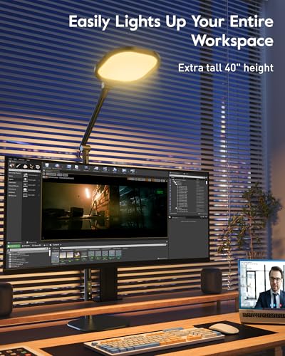 LitONES Led Desk Lamps for Home Office with Base, Tall Desk Lamp with 50 Light Modes & Memory and Timer Func Computer Ligh...