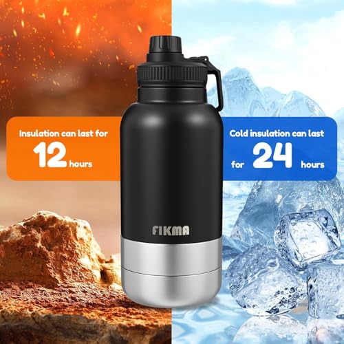 Fikma Insulated Dog Water Bottle with 2 Bowls, 32oz Insulated Stainless Steel Travel Bottle for Pets, Leak-Proof Portable ...