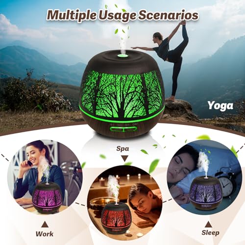 Roonbo Diffusers for Essential Oils Large Room 400ml,Essential Oil Diffuser for Home with R/C,Cool Mist Humidifiers for Be...