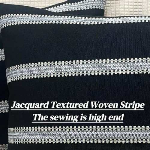 Slow Cow Decorative Textured Woven Stripe Throw Pillow Cover Modern Country Design Cushion Cover Pillow Cover 18 x18 Inche...