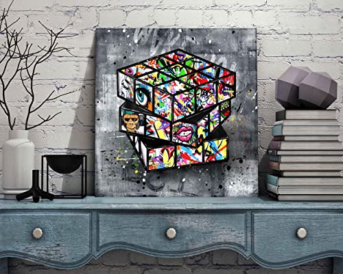 SIXTTART Banksy Canvas Wall-Art for Bedroom - Street Graffiti Wall Art Abstract Painting Pop Art Wall Decor Modern Home Of...