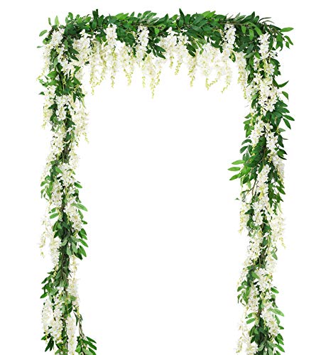 DearHouse 2Pcs 6Ft/Piece Artificial Flowers Wisteria Garland Artificial Wisteria Vine Hanging Flower Greenery Garland for ...