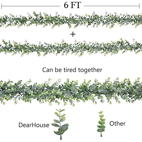 DearHouse 6 Pack Faux Eucalyptus Garland Plant, Artificial Vines Hanging Eucalyptus Leaves Greenery Garland for Wedding Ba...