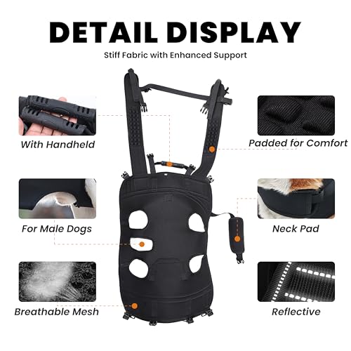 Terapaton Dog Lift Harness Backpack Carrier for Large Dogs, Full Body Sling with Handle, Dog Harness for Joint Injuries, A...
