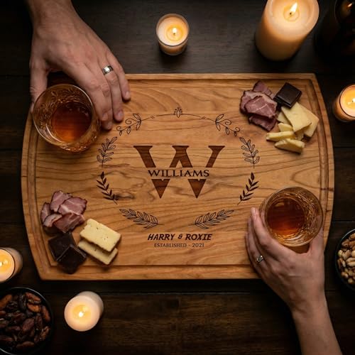 Personalized Cutting Board | Custom Engraved Wood Charcuterie Board for Wedding, Anniversary & Housewarming | Gift for Cou...