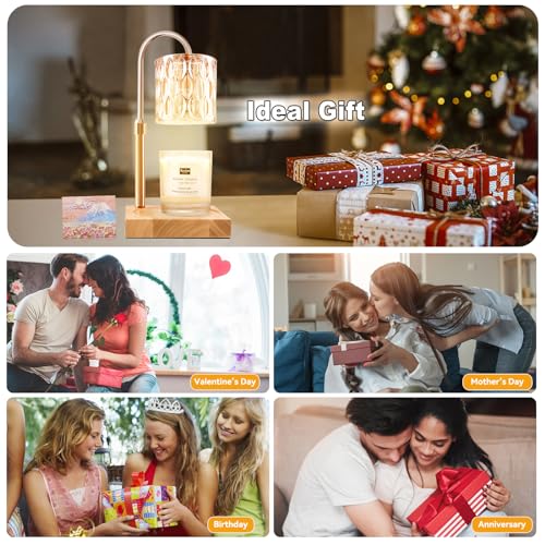 Candle Warmer Lamp with 3 Bulbs, Adjustable Height Dimmable Candle Warmer with Timer, Candle Lamp with Charming Gift Box R...