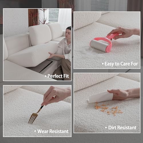 OHSIO Couch Cushion Covers for Sectional Sofa, Stretch Soft Sofa Slipcovers Washable Wear-Resistant Universal Furniture Pr...