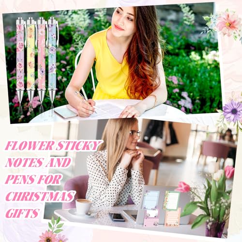 Eaasty 20 Pieces Flower Gift for Women Sticky Notes with Floral Pens, Pencil Bags Makeup Bags, 3 x 4 Inches Cute Note Pad...